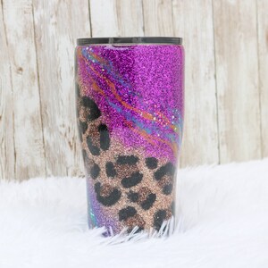 Leopard tumbler cup, hot coffee travel mug personalized glitter tumbler with straw, Friendship gift for her, birthday gifts for college girl image 4