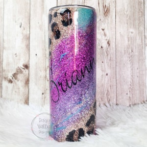 Leopard print gypsy leopard glitter tumbler, personalized birthday gift for women, teenage girl gifts, cheetah tumbler gift for mom image 6