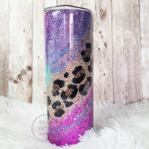 Leopard print gypsy leopard glitter tumbler, personalized birthday gift for women, teenage girl gifts, cheetah tumbler gift for mom image 5