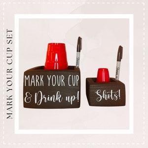 Mark Your Cup & Drink Up Cup Holder - Personalized Party Cup Holder - Red Cup Caddy - Custom Cup Holder with Pen - Cup Holder - Party Gift -