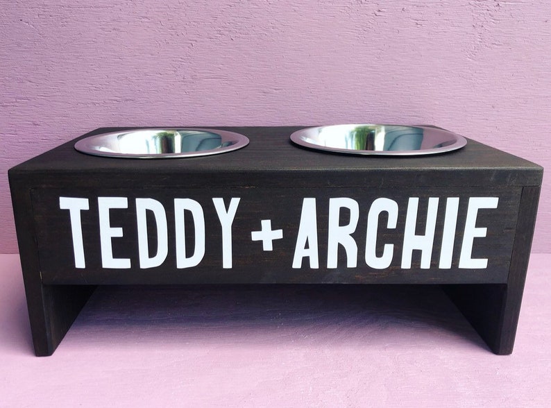 Customizable Dog Food & Water Bowl Stand With Bowls 5 Etsy