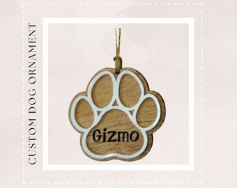 Customized Dog/Cat Engraved Wood Ornament - Custom Dog Ornament - Pet Ornament - Custom Ornament - Custom Pet Ornament - Paw Print Ornament