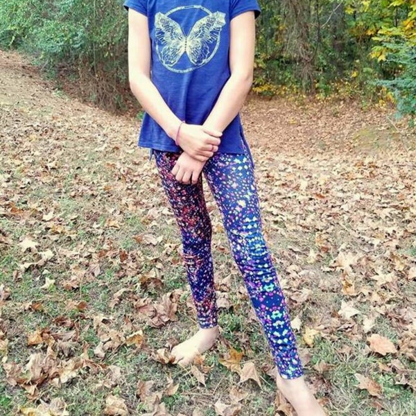 Girls multi-size legging pattern template with separate waistband - Instant download PDF sewing pattern file for home printing