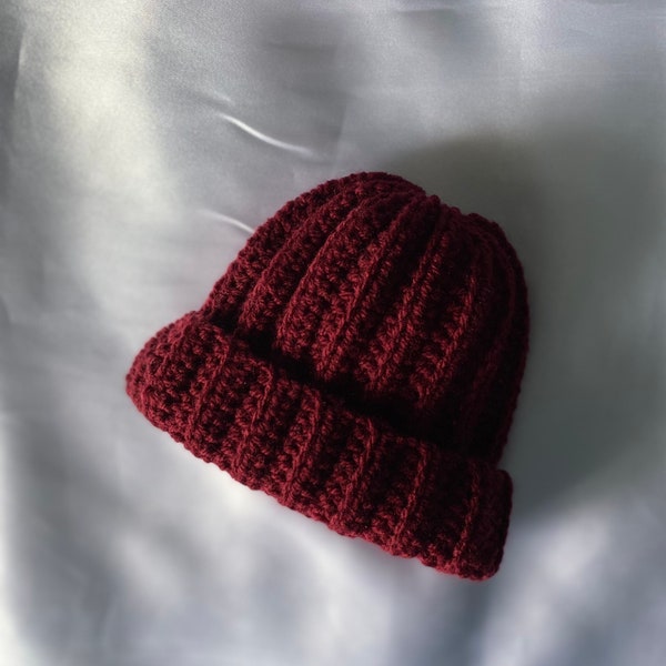 Burgundy handmade ribbed baby beanie hat 0-3m Thick soft winter Hat,hospital bag essentials gender reveal gift newborn gift