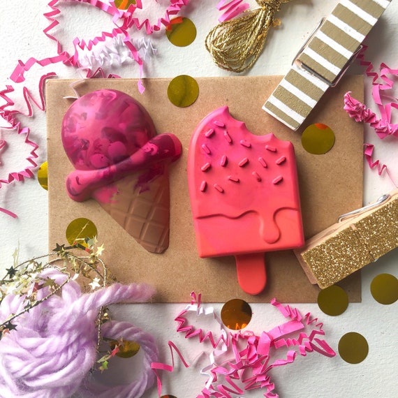 Ice Cream Cone Crayons Ice Cream Crayons Popsicle Crayons Etsy