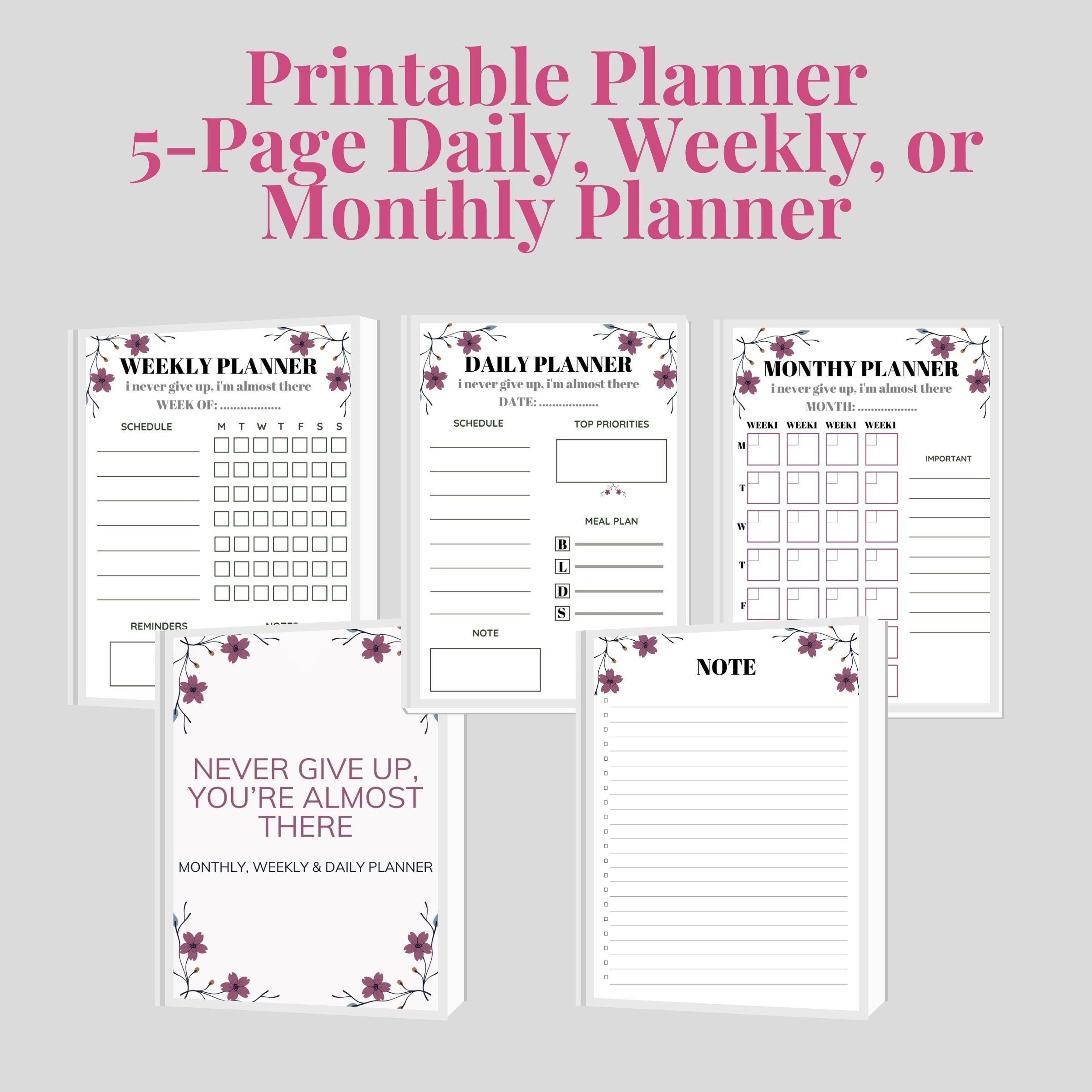 Digital Calendar Planner Printable Instant Download Calendar Etsy