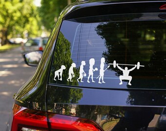 Weightlifter Evolution Vinyl Sticker, Car Window Sticker, Bodybuilder Stickers, Laptop, Vinyl Sticker, Vinyl Decal, Water Bottle Sticker,