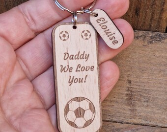 Personalised Gift Football Keyring, Daddy We Love You, Mummy, Nanny, Auntie, Granny, Grandpops, Grandad,
