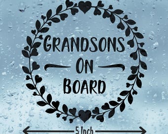 Grandsons On Board Vinyl Decal: Car or Camper-van Sticker