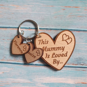 Personalised Gift Heart Keyring This Mummy is Loved By, Nanny, Auntie, Daddy, Granny, Grandpops, Grandad, Dad, Mum image 1