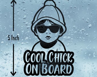 Cool Chick On Board Vinyl Car Decal, Camper-van Sticker