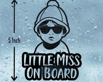Little Miss On Board Vinyl Decal: Car/Camper Waterproof Sticker