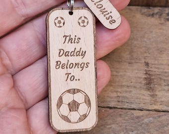 Personalised Gift Football Keyring, This Daddy Belongs To, Mummy, Nanny, Auntie, Granny, Grandpops, Grandad,