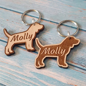 Personalised Wooden Beagle Keyring, Gift for Him or Her, Dog Dad, Dog Mum, Custom Name or Word