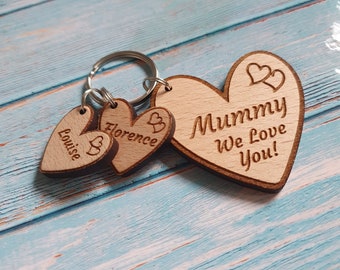 Personalised Gift Heart Keyring We Love You Mummy, Nanny, Auntie, Daddy, Granny, Grandpops, Grandad