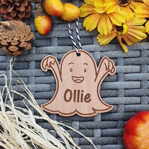 Personalised Halloween Decor, Tree Bauble, Custom Name Ghost Spooky Pumpkin Gift