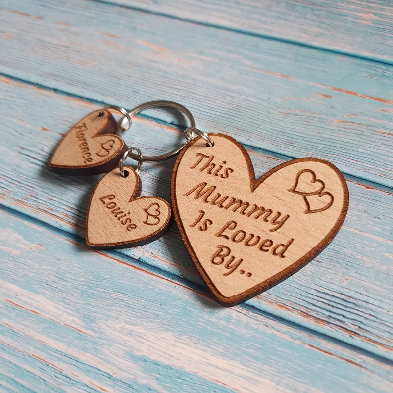 Personalised Gift Heart Keyring This Mummy is Loved By, Nanny, Auntie, Daddy, Granny, Grandpops, Grandad, Dad, Mum image 3