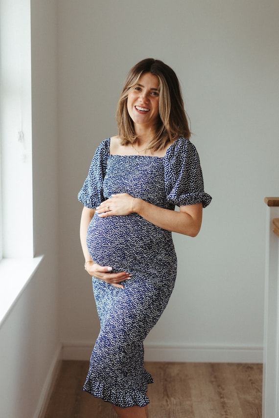 Navy Maternity Nursing Dress / Breastfeeding Friendly - Etsy