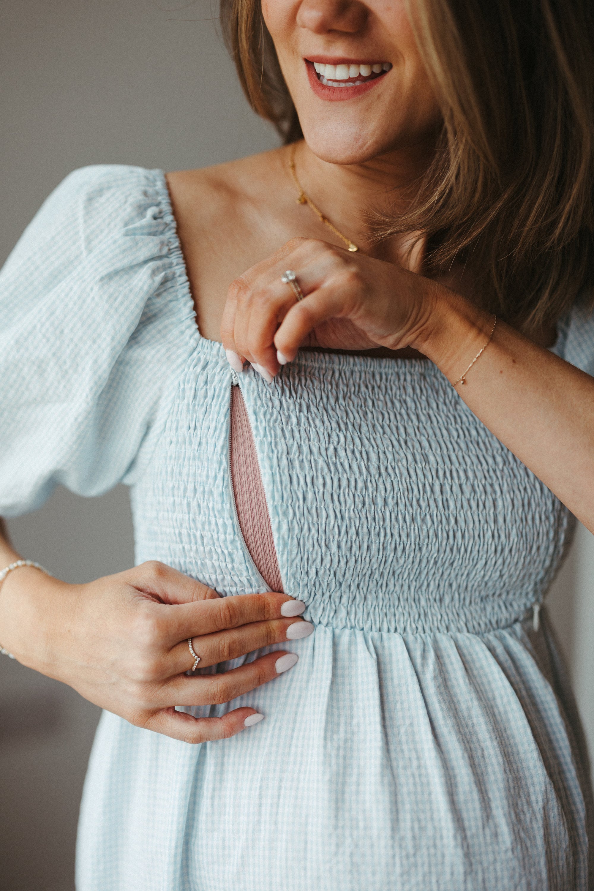 Blue Gingham Maternity Nursing Dress / Breastfeeding Friendly - Etsy