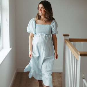 sachin and babi light blue dress Outfit baby shower : r/PlusSizePregnancy main image 0