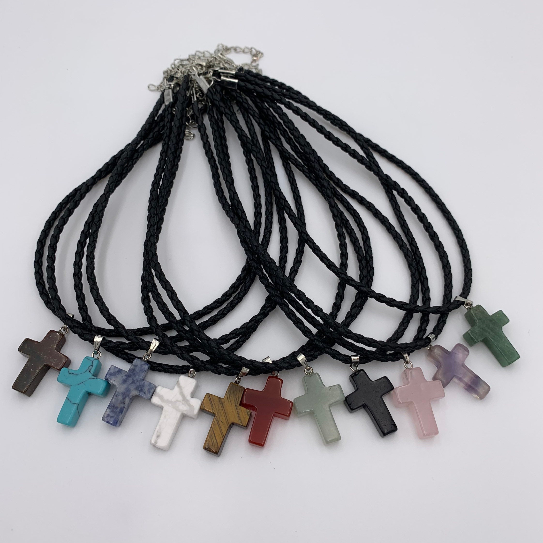 Gemstone Cross Necklace Assorted