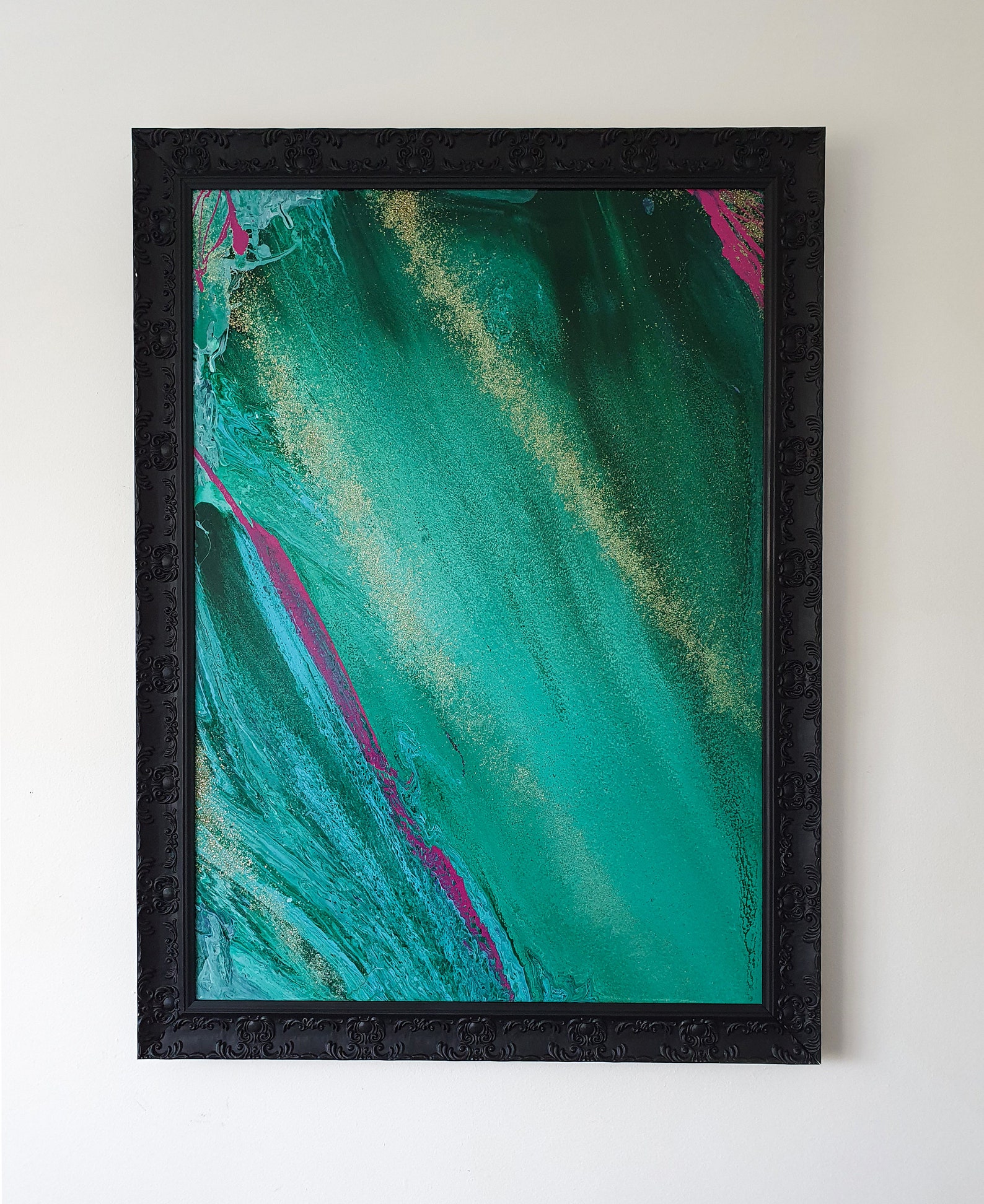 Aurora Painting Teal Abstract Art Teal and Gold Abstract Etsy