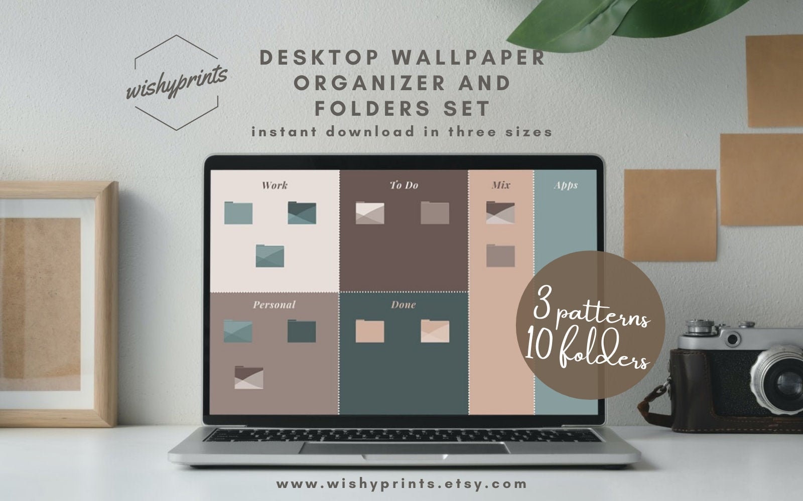 Minimalist Desktop Wallpaper Organizer and Mac Folder Icons | Etsy