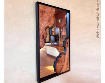 Espejo con marco de madera de cerezo natural – Decoración rústica para el hogar con marco de madera maciza de cerezo