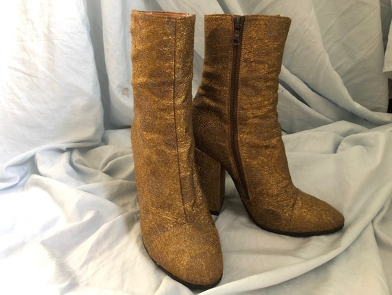 DRIES VAN NOTEN Gold Embroidered Platform Boots