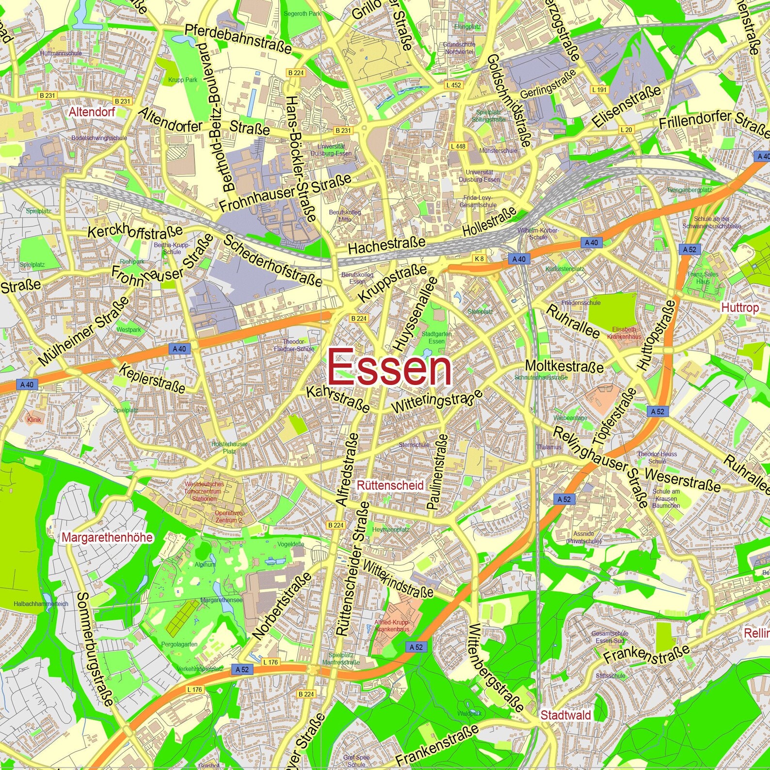 Custom map Essen Germany. Wall decor. Personalized map print. Etsy