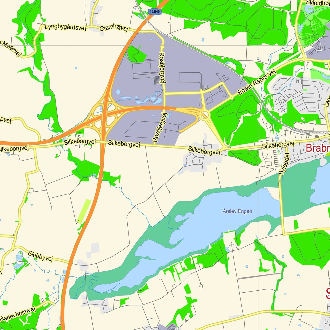 Aarhus Denmark. Detailed City Map. Editable PDF Map. Custom | Etsy