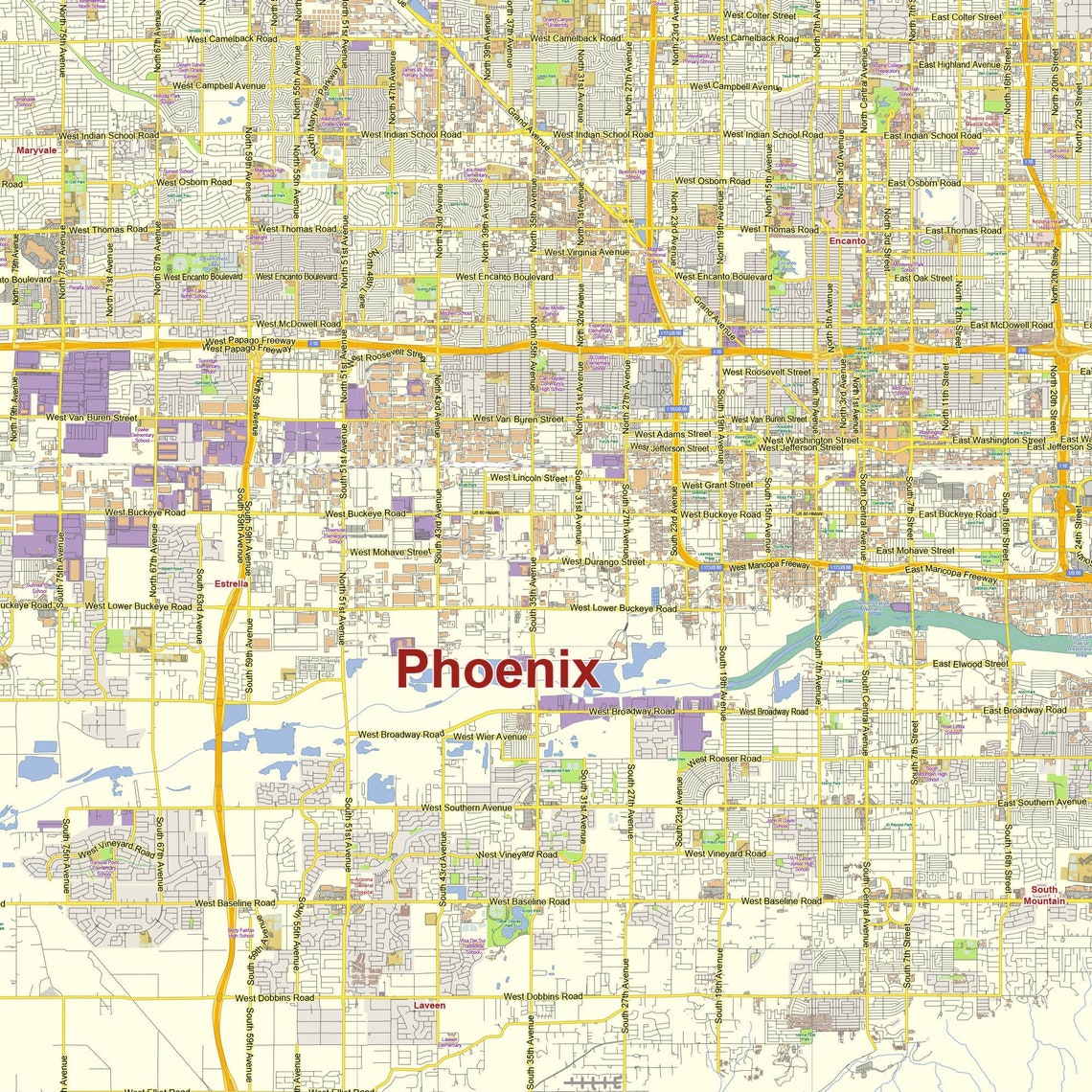 City maps of Phoenix Arizona. United States map. Personalized | Etsy