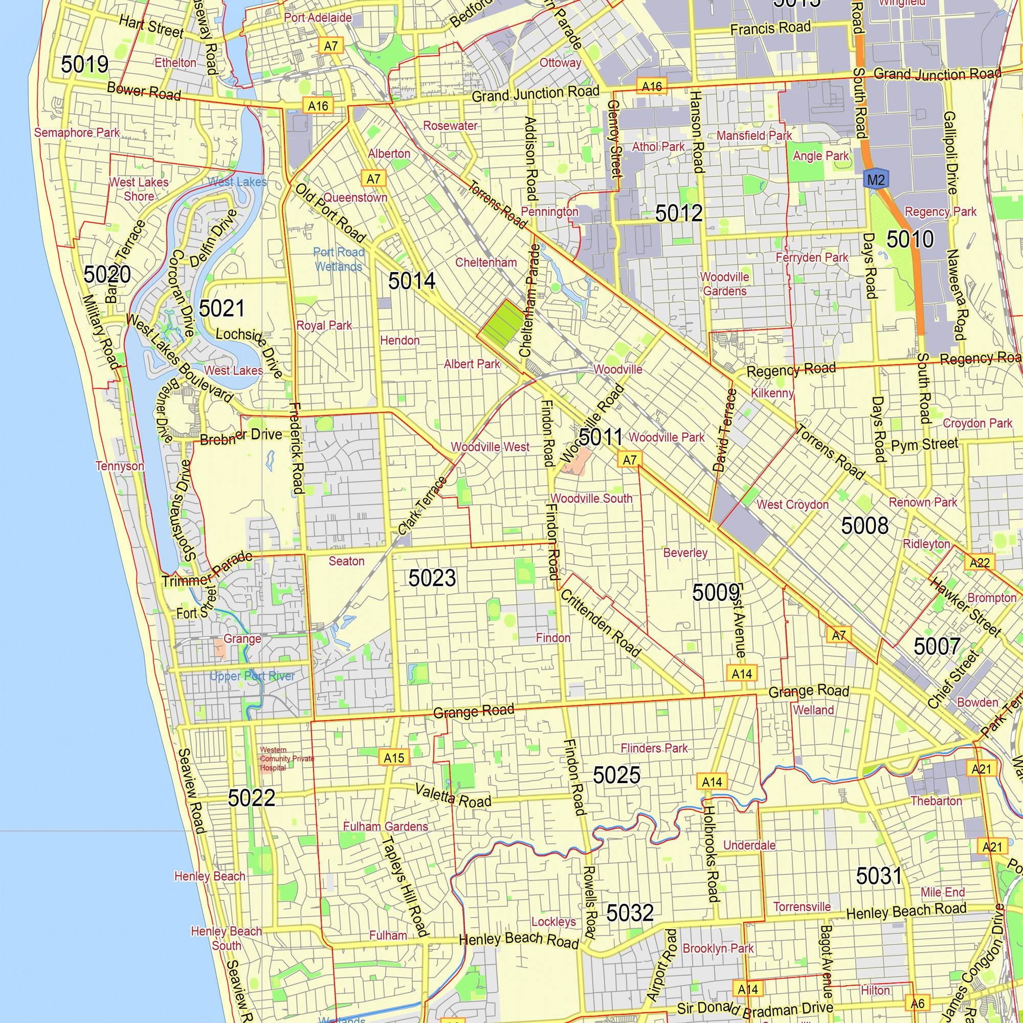 Adelaide Australia. Personalized City Map with zip codes. Etsy