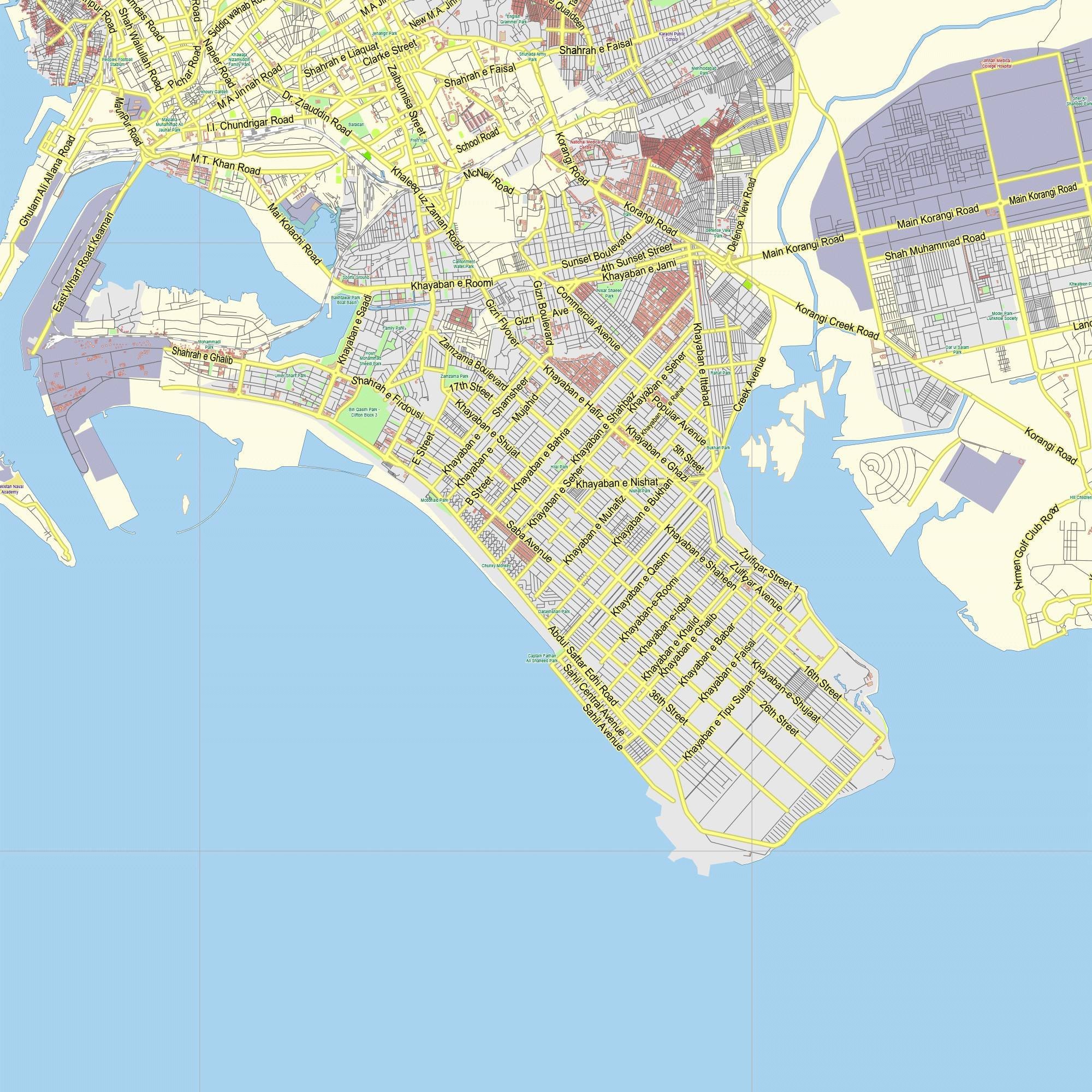 Karachi Pakistan. Detailed Map. High Quality City Map Poster.  Etsy