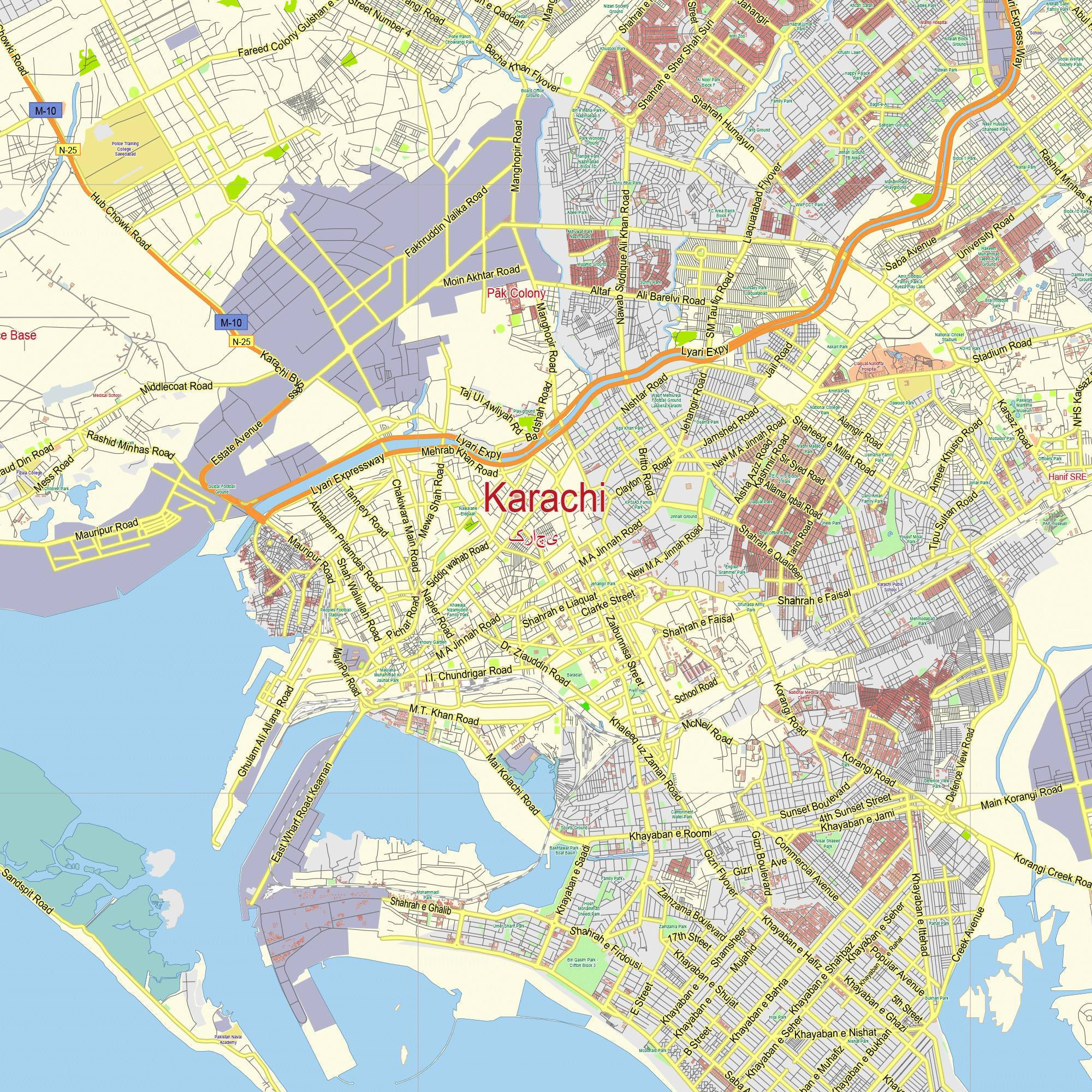 Karachi Pakistan. Detailed Map. High Quality City Map Poster. Etsy