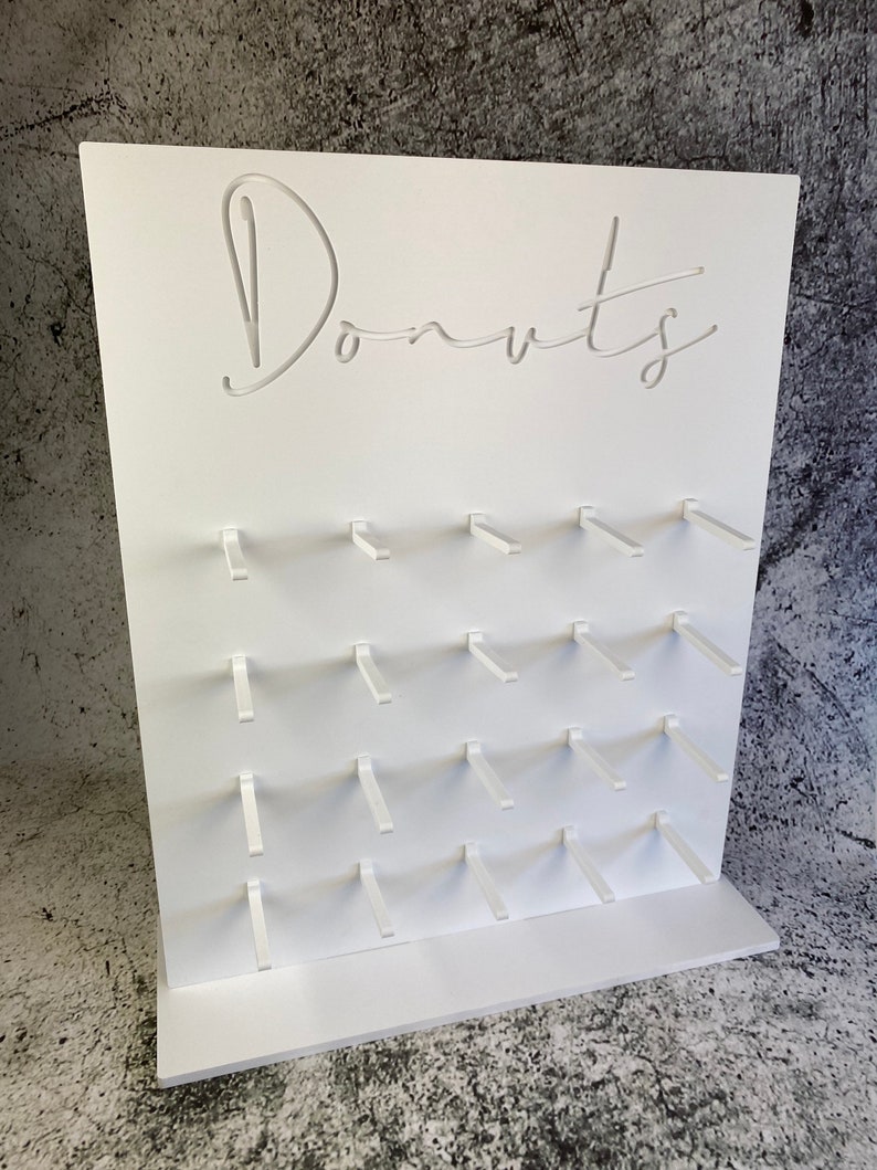 Donut Wall Donut stand Doughnut Wall various size options. White waterproof plastic. Freestanding display stand image 3