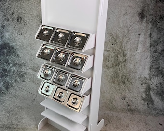 Mostrador de pared para charcutería o dulces de 1,8 m de altura, con 12 recipientes Gastronorm y color/logotipo personalizado.