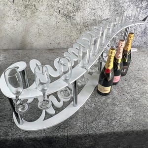 シャンパンテキストスタンド、フルートスタンド、二重層、シャンパンスタンド、シャンパンウォール、シャンパンカート、フルートディスプレイ、卓上スタンド、フルート18本収納可能