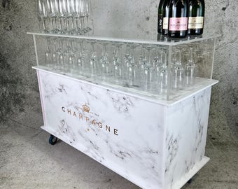 Transportable Champagne Cart: Vendor Kiosk with Flute Box