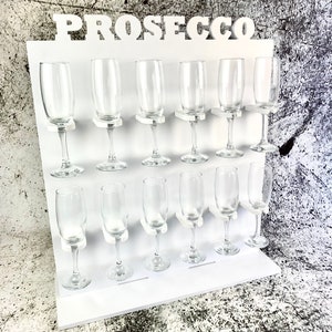 Prosecco Flute Wall Stand: White Waterproof Plastic Display