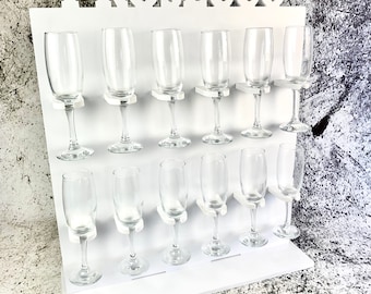 Prosecco Wand Prosecco Stand Champagner Wand verschiedene Größen Optionen. Weißer wasserfester Kunststoff. Freistehender Vitrinenständer