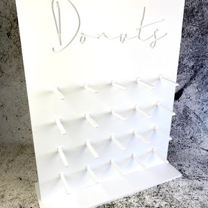 Donut Wall Donut stand Doughnut Wall various size options. White waterproof plastic. Freestanding display stand image 1