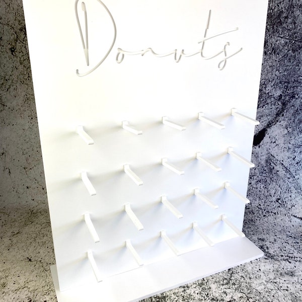 Donut Wall Donut stand Doughnut Wall various size options. White waterproof plastic. Freestanding display stand