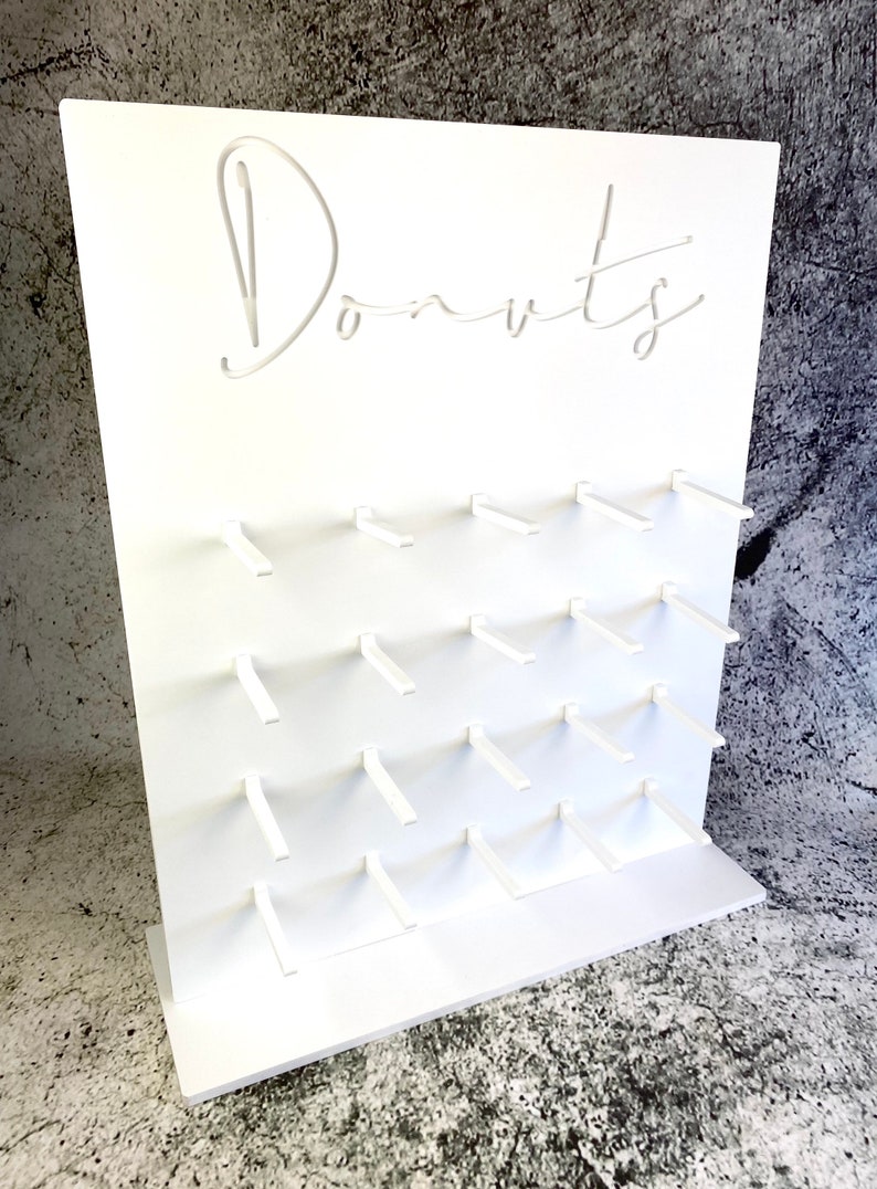 Donut Wall Donut stand Doughnut Wall various size options. White waterproof plastic. Freestanding display stand image 1