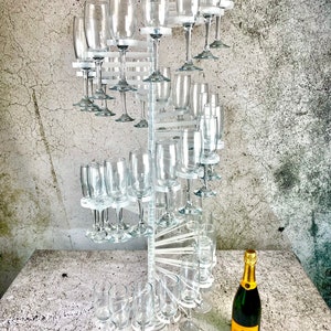 Champagne flute stand, champagne flute spiral Prosecco flute spiral made from thick clear acrylic stand out piece. 2 sizes available 20/40