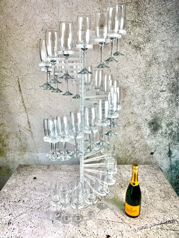 Champagne Flute Stand, Champagne Flute Spiral Prosecco Flute Spiral Made  From Thick Clear Acrylic Stand Out Piece. 2 Sizes Available 20/40 