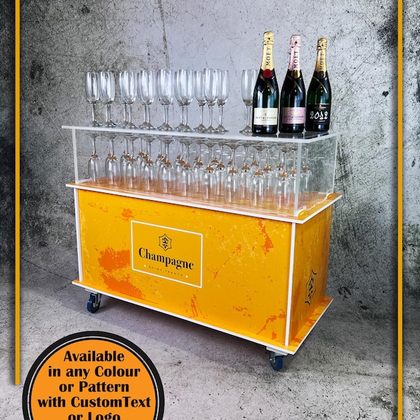 Transportable Champagne Cart: Vendor Kiosk, Holds 70+ Flutes