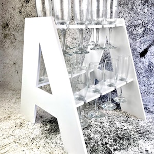 Prosecco Ladder, Prosecco wall, champagne ladder, champagne cart Prosecco stand. Biały plastik, różne rozmiary dostępne w uchwytach 8, 16, 24