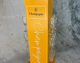 Champagne Flute Stand: 3.5ft Pillar Display with Ice Bucket