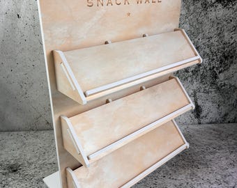 Expositor de aperitivos de mesa para pared, expositor de patatas fritas, expositor de comida para eventos